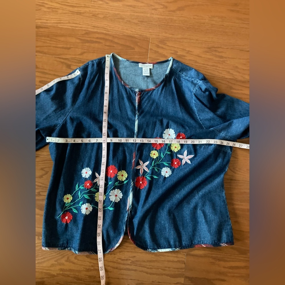 Floral Embroidered Country Store Catalog Denim Cardigan Size 2X - Picture 13 of 13